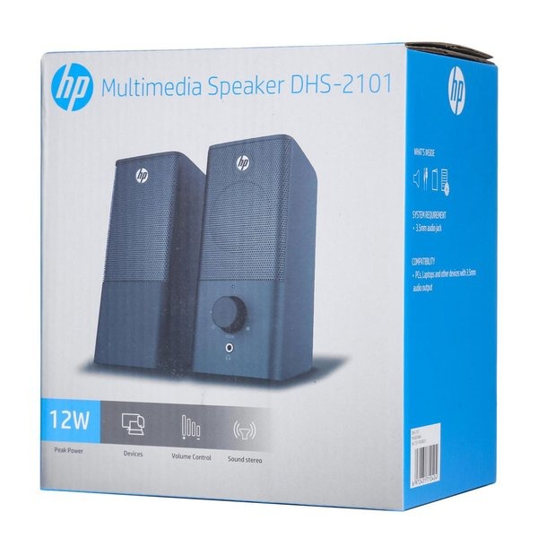 HP DHP Speaker HS-2101 2.0 USB Portable Multimedia Wired Black Speaker with 3.5mm AUX Connectivity, Black