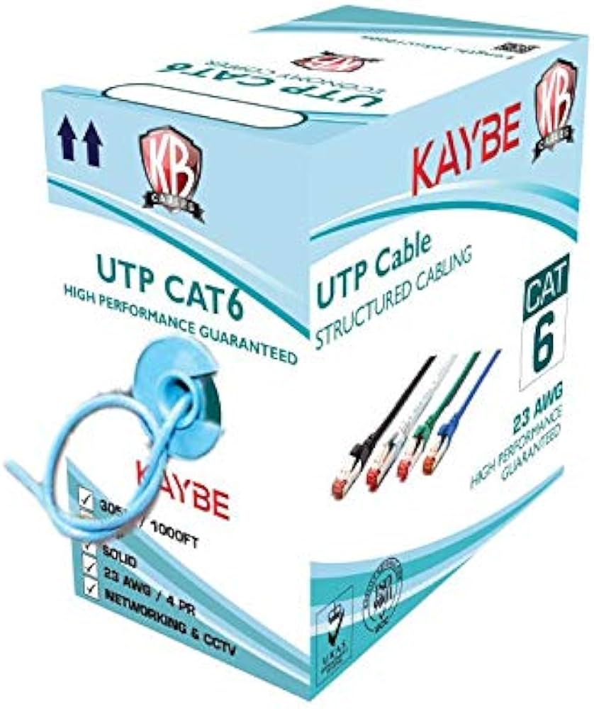 Kaybe kb CAT6 UTP 100% PURE COPPER CABLE UL APPROVED, 24AWG, 305M - CAT6UTPCCA501