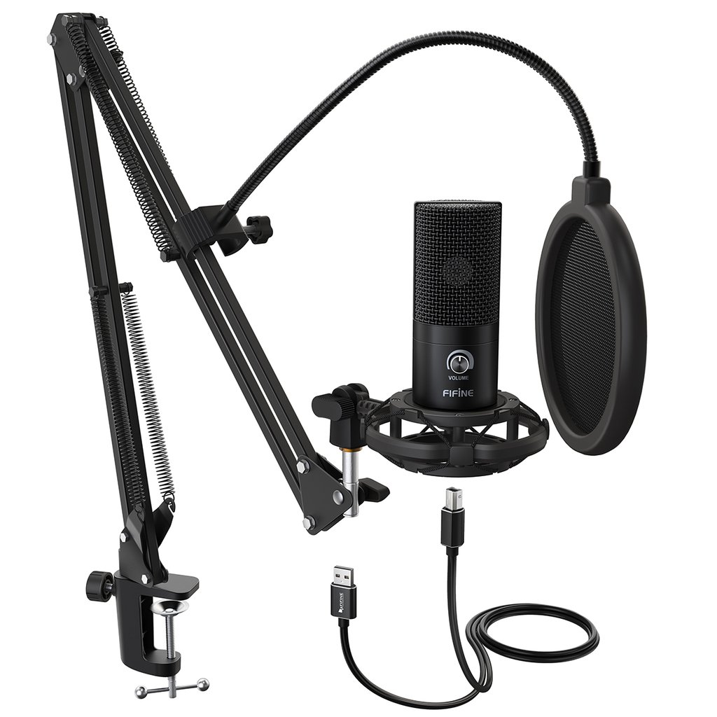 FIFINE T669 USB Mic Bundle with Arm Stand, Shock Mount and Pop Filter for Streaming, Podcasting