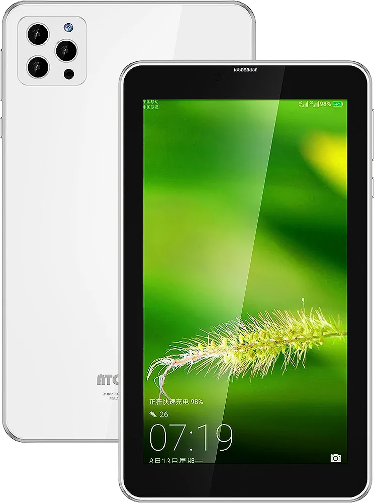 Atouch 7inch IPS Smart Android Tablet,8+256GB with Wireless Bluetooth,WiFi and Dual SIM 5G Zoom Supported X18 Kids Tablet with Protective Cover (White)