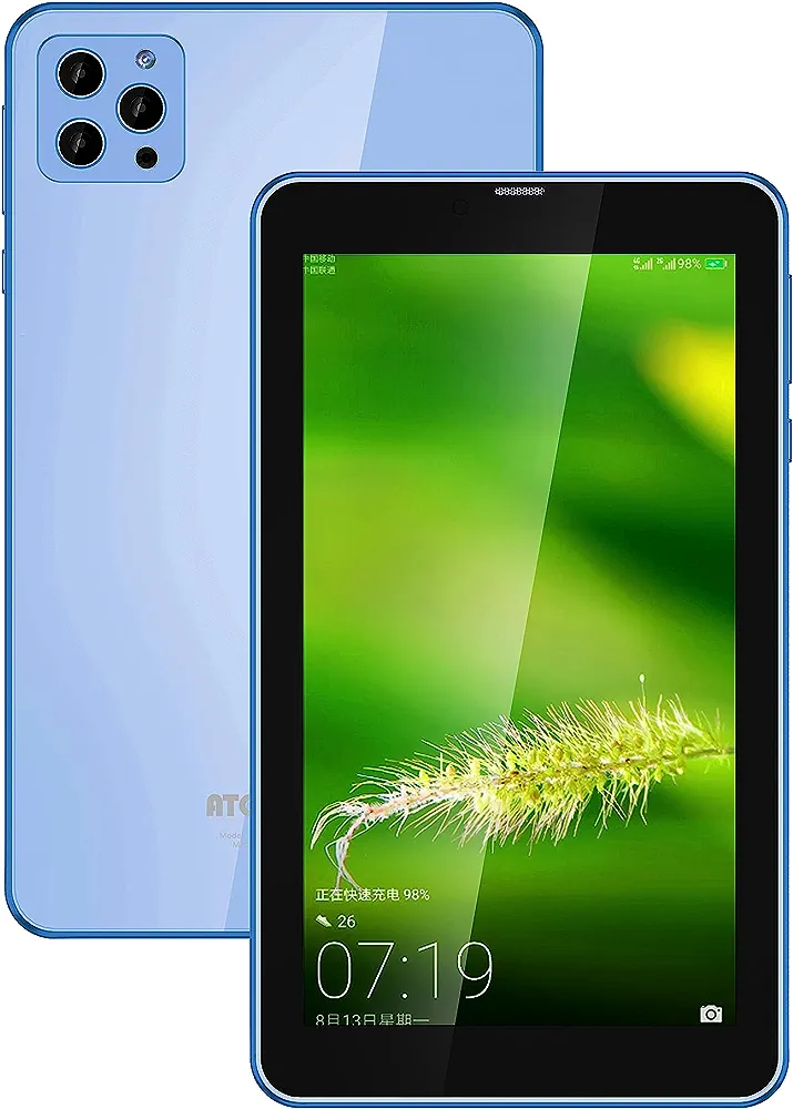 Atouch 7inch IPS Smart Android Tablet with Wireless Bluetooth,WiFi and Dual SIM 5G Zoom Supported X18 Kids Tablet with Protective Cover (Blue)