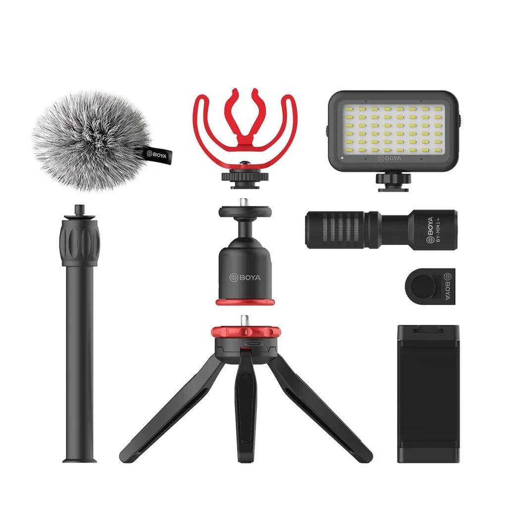 BOYA BY-VG350 Vlogger Kit Plus with BY-MM1+ Shotgun Microphone, LED Light