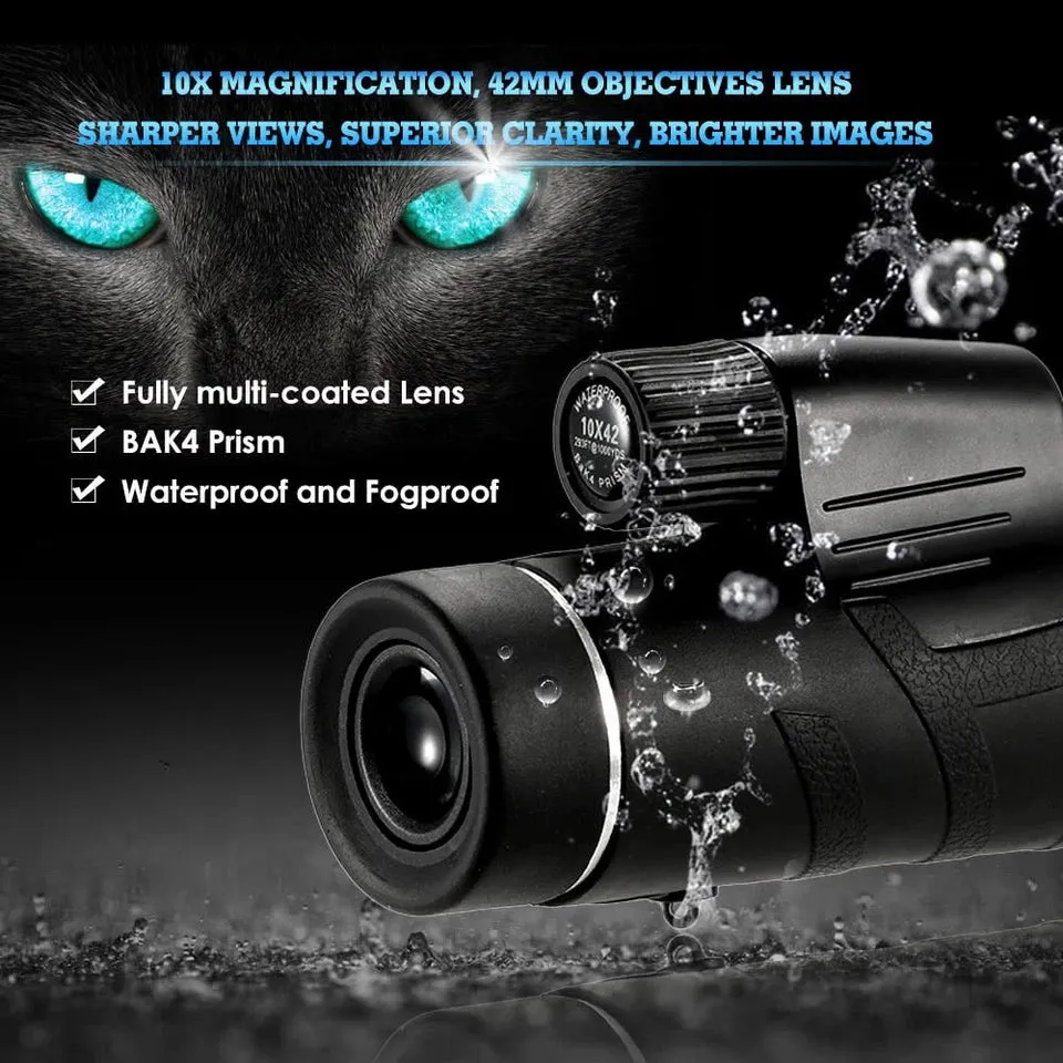 10*42 Binocular 10X42 Prism Portable Compact Monocular Waterproof Fogproof Telescope