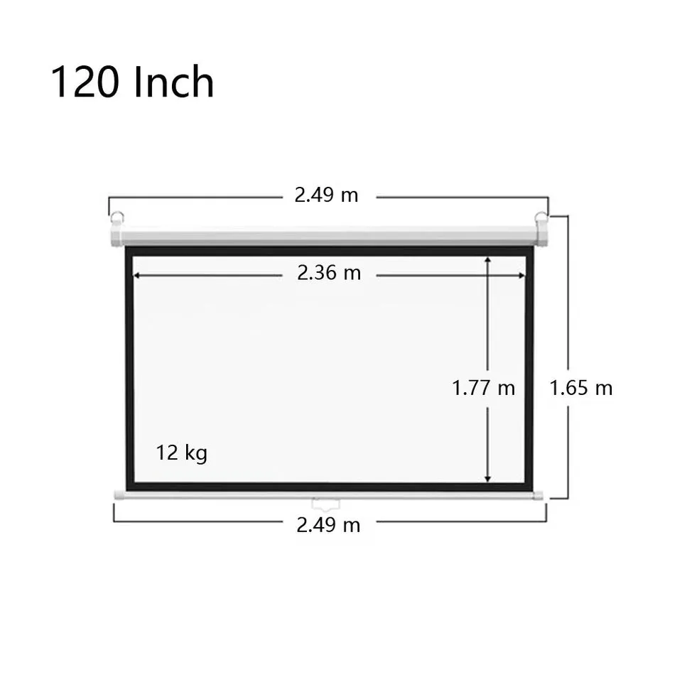 120 Inch 4:3 Anti-Light Projection Screen Widescreen Projector Manual Pull Down Projection Screen