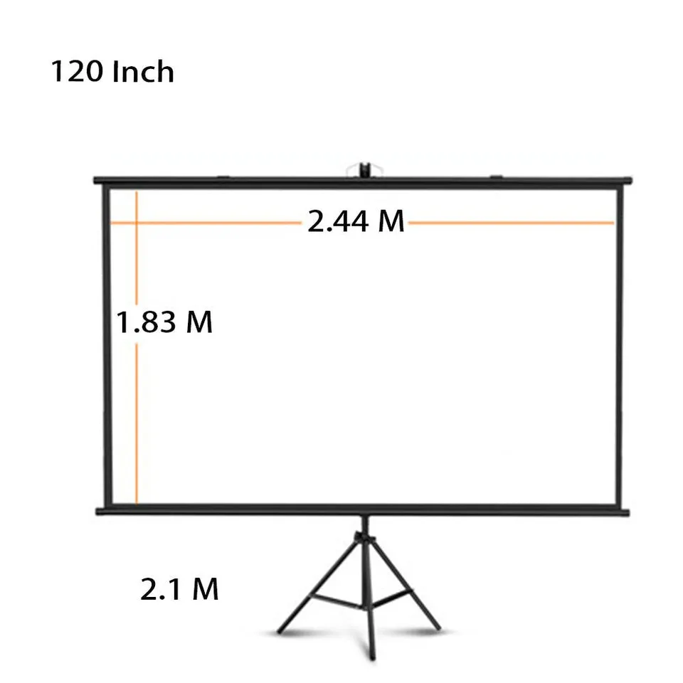 120 Inches Tripod Projector Screen with Stand, Portable Foldable Projection Movie Screen Fabric