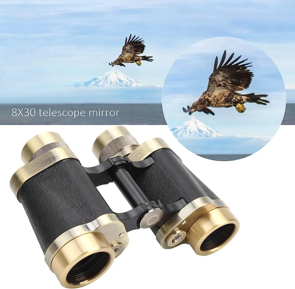 8*30 Copper leather style Binocular 8x30 Binocular Telescope Distance Measurement View Target Bird Watching Equipment