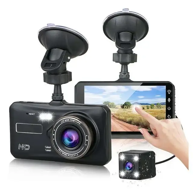 V3S Dual-Camera touch dashcam 1080P Full HD 4" IPS LCD Touch Screen Display Dual Lens Car Camera Car DVR