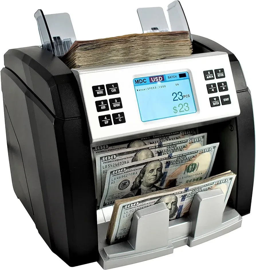 Professional V-Cash 14 Mixed Multi Currency Counter with Advanced Fake & Counterfeit Note Detection Including New UAE (5, 10, 50 & 1000) with (AED-USD-EUR-GBP-SAR-QAR-BHD-ZAR-LBP-INR-PKR-CHF-OMR-SYP) bank note counting money counter