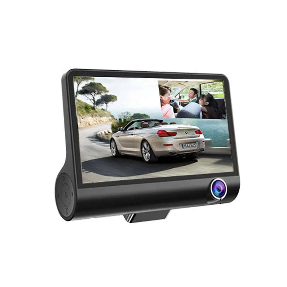 Three-Camera 1920*1080 touch dashcam Car DVR 3 Cameras Lens 4 Inch IPS Dash Cam Rearview Camera Video Recorder car camera dash cam
