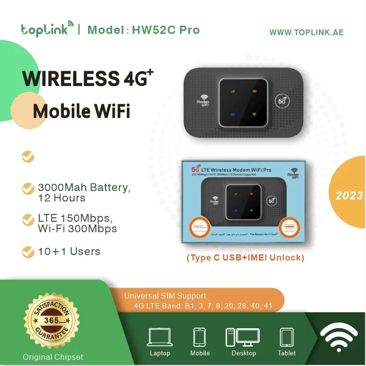 Top link 5g mobile wifi sim card supported pocket size