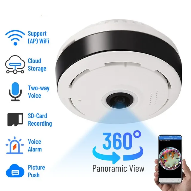 Fish eye 360 degree wifi camera 1080p 2 way talk ln