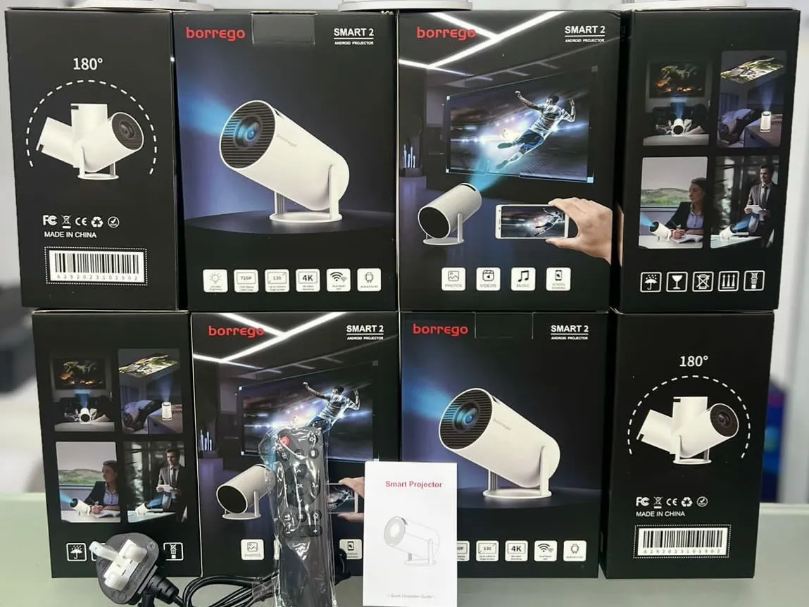 Borrego 1080p 120ANSI Home Theater Mini Projector WIFI6 Smart Android 11 Portable Dual WIFI
