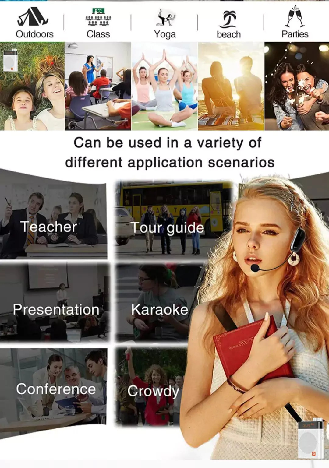 Mini Portable 10w Wearable Mic Wireless Microphone Loudspeaker with Battery Rechargeable Voice Amplifier for Teacher and Guide