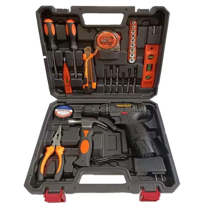 MANRUN 25pcs Combo kits 12 Volts Lithium Battery Cordless Drill Machine Combo Kit Cordless Drill Set