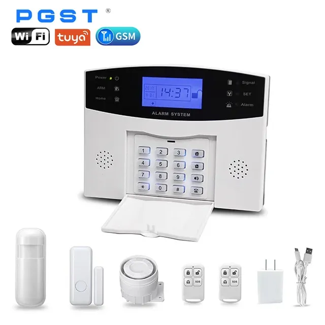Gsm wifi pgst alarm system wireless and wire with rechargeable battery