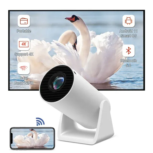 1080p 120ANSI Home Theater Mini Projector WIFI6 Smart Android 11 Portable Dual WIFI USA Canada HOTLENS