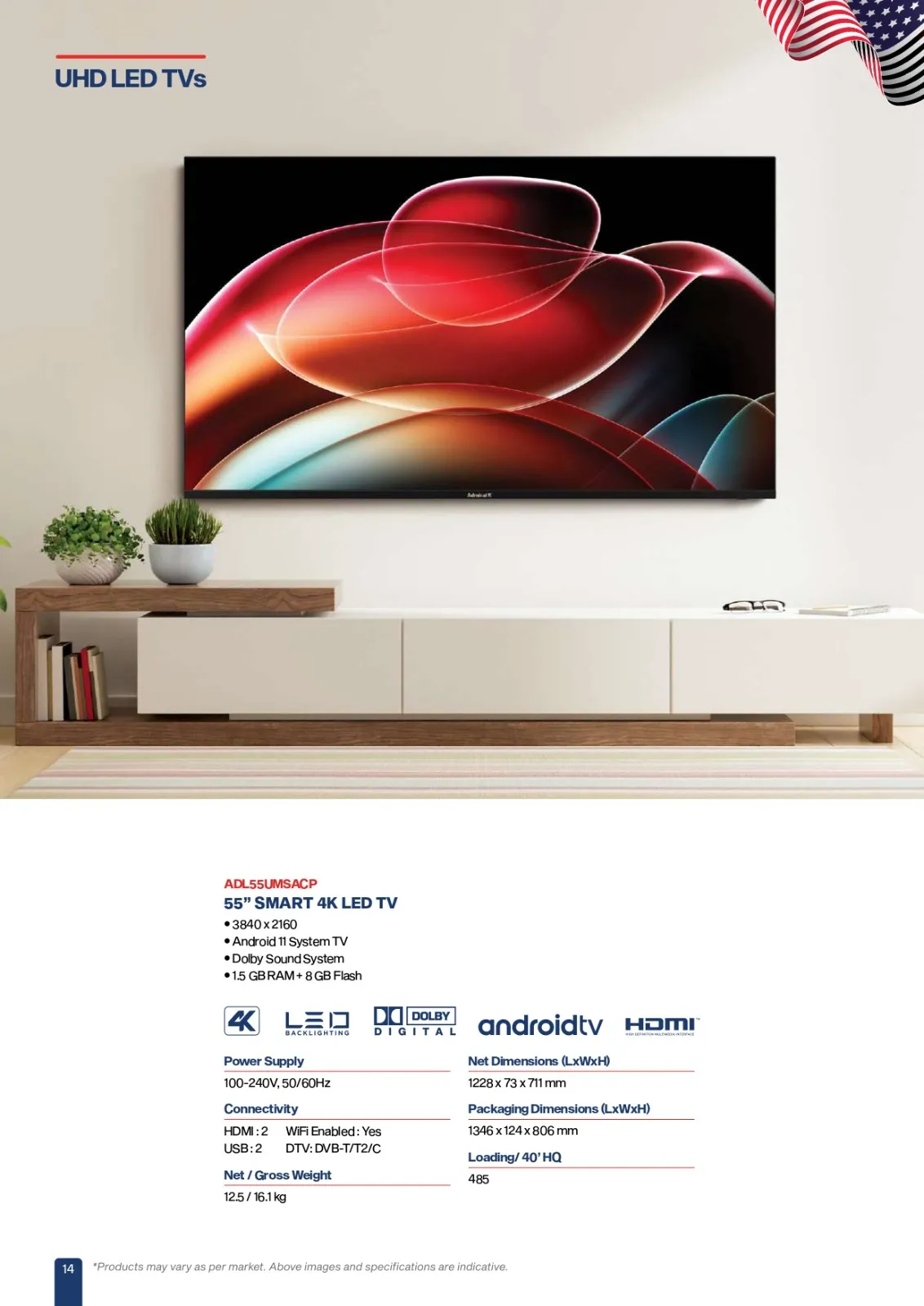 Admiral 55 inches Tv ADL55UMSACP 4K UHD Smart Television 55inch