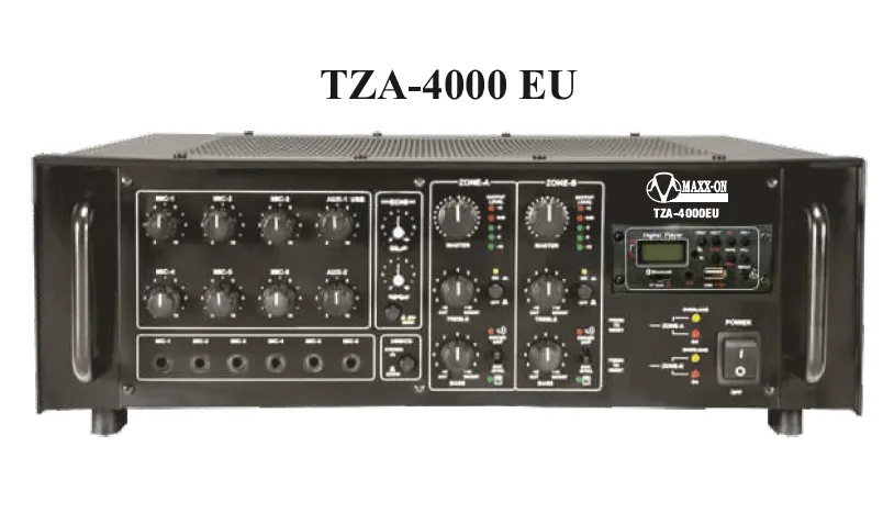 MAXXON TZA-4000 EU . 2 zone 200+200 rm watts Bluetooth power amplifier with usb mp3 aux and fm