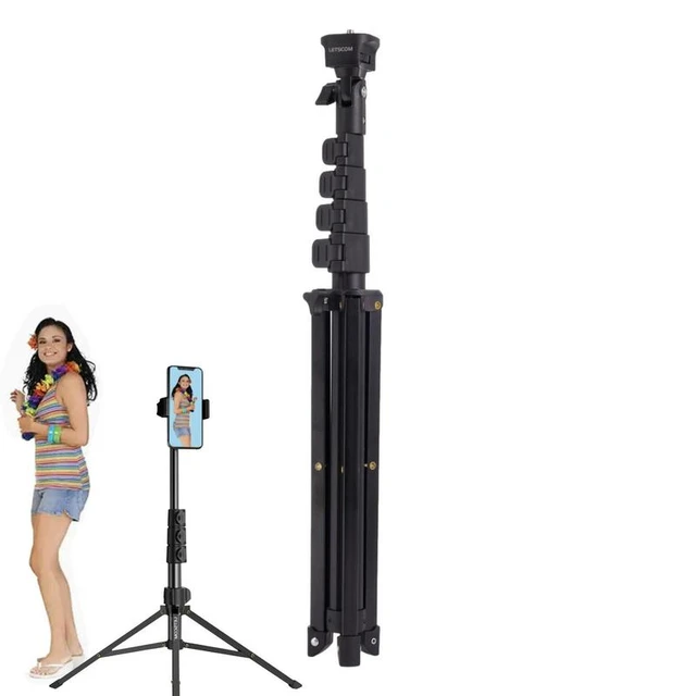 Jmary MT39 61inch Aluminum Extendable Cell Phone Tripod Stand with Selfie Stick Tripod and Phone Clip