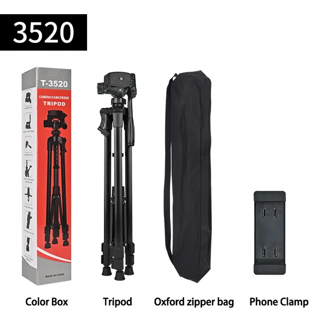 Professional Camera Tripod Phone Live Bracket 50-140cm Portable Stand for Phone /iPad/ DSLR Camera with Phone Clamp