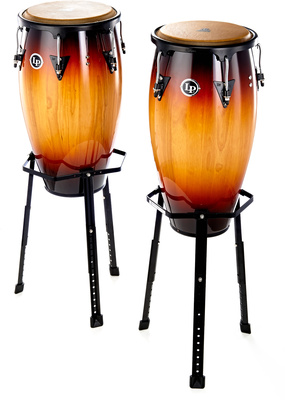 LPA647-VSB e 11-12" Conga Set 0ak Vintage Sunburst, Black Hardware with Double Stand