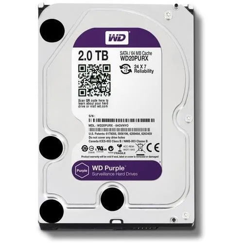 Western Digital 2TB WD Purple Surveillance Internal Hard Drive HDD - SATA 6 Gb/s, 64 MB Cache, 3.5" -