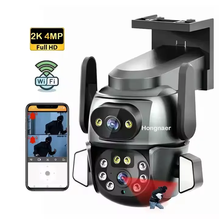 Linkage 4MP Night Vision WiFi CCTV Surveillance Camera Connected To Mobile Phone IP PTZ Wireless Outdoor WiFi Dual Lens Security Camera